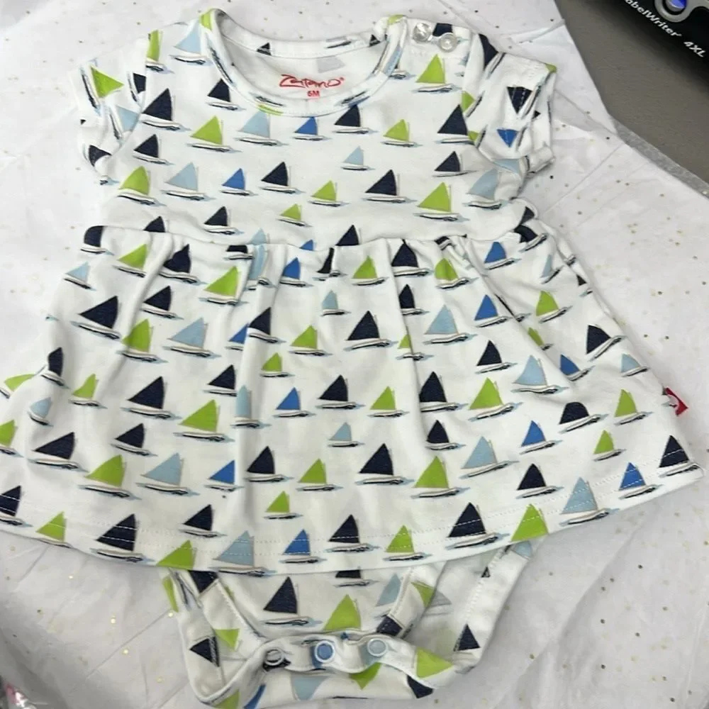 Zutano knit dress with sailboats EUC size 6 m
